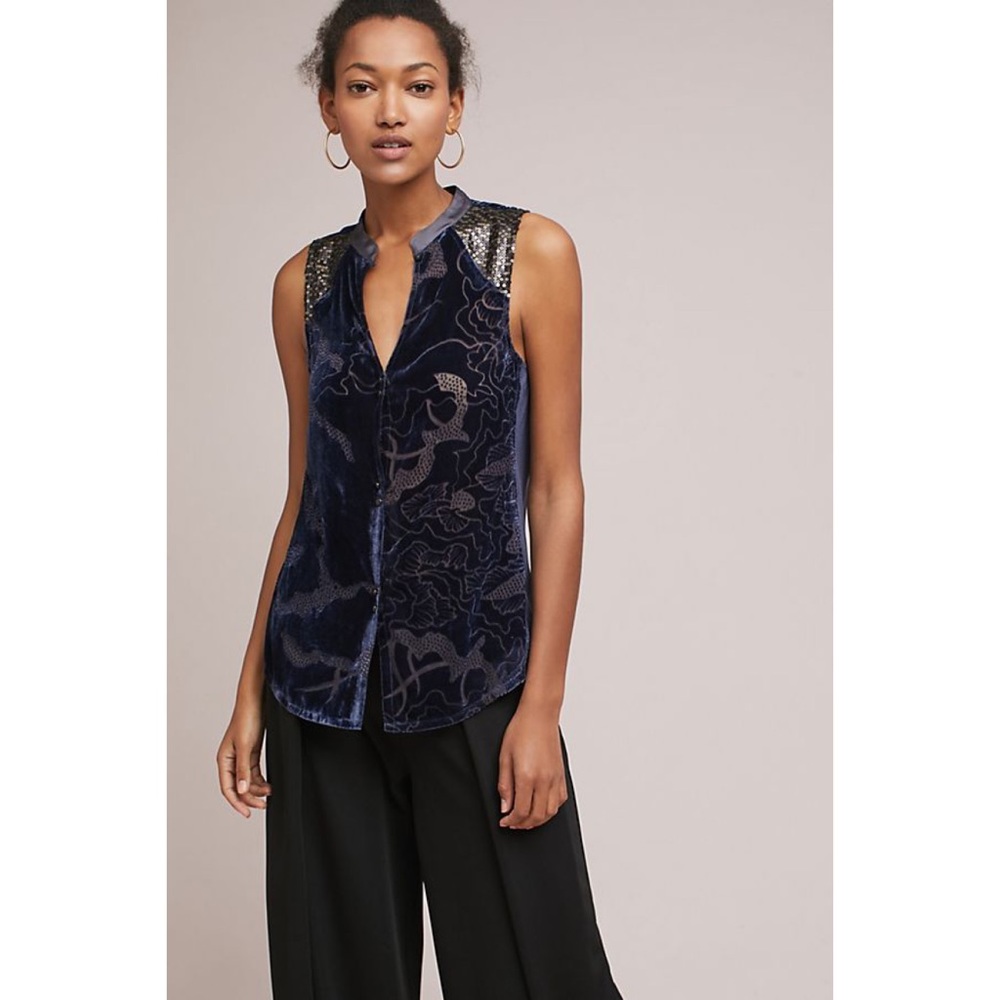 Anthropologie Tiny Ileana Velvet Sequin Tank